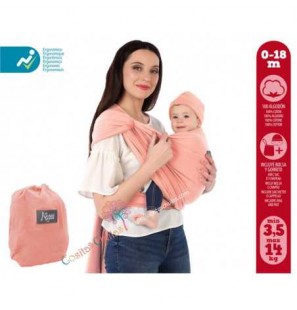 KIOKIDS Echarpe de Portage Semi-élastique Rose Avec Sac et chapeau