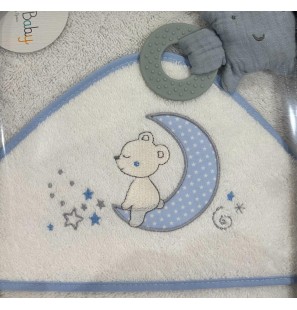 MON BABY Cap de bain 100 X 100 cm peluche b/gris