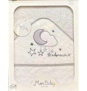 MON BABY Cap de bain 100 X 100 cm a dormir b/gris