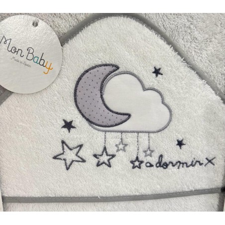 MON BABY Cap de bain 100 X 100 cm a dormir b/gris