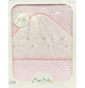 MON BABY Cap De Bain100 X 100cm Stars b/rose