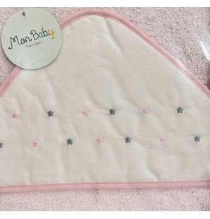 MON BABY Cap De Bain100 X 100cm Stars b/rose