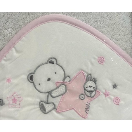 MON BABY Cap De Bain100 X 100cm peluche b/rose