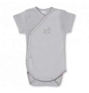 BIMBIPIRULOS  Body manches courtes taille 6 mois dots gris