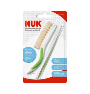 NUK Brosse à cheveux bébé avec peigne - vert