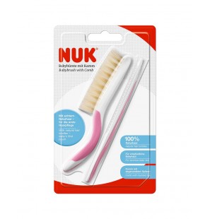 NUK Brosse à cheveux bébé avec peigne - rose