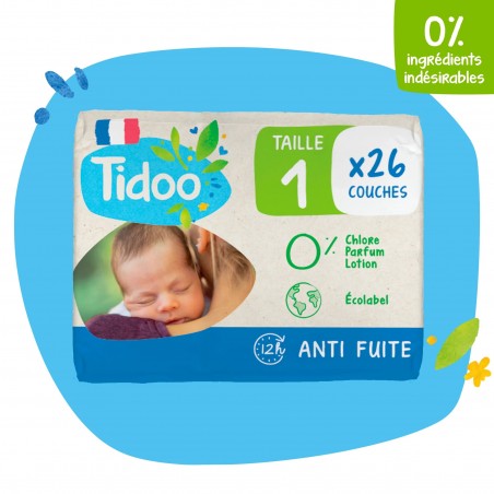 TIDOO Taille 1 (2-5kg) couches Newborn | 26 u