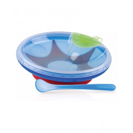 NUBY Assiette Chauffante avec Cuillère 400ml 3M+ - Bleu