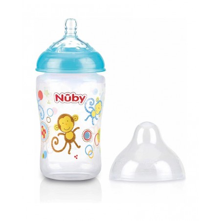 NUBY biberon en polycarbonate imprimé avec  tétine SoftFlex 270ml + 0 mois