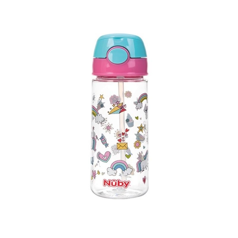 NUBY GOBELET PAILLE SOUPLE ET BOUTON PUSH EN TRITAN 540ML +3ANS