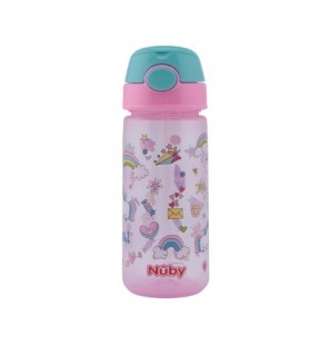 NUBY GOBELET PAILLE SOUPLE ET BOUTON PUSH EN TRITAN 540ML +3ANS