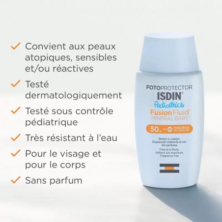 ISDIN FOTOPROTECTEUR Fusion Fluide Minérale Bébé Pédiatrie Spf 50+