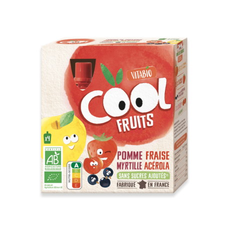 VITABIO COOL FRUITS POMME FRAISE MYRTILLE ACEROLA 4*90G