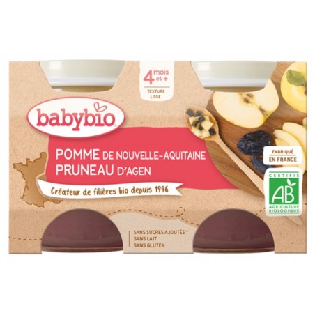 BABYBIO Petit Pot Pomme Pruneau 2X130G