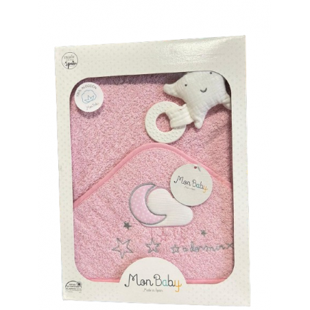 MON BABY Cap De Bain+Doudou Mord 100 X 100cm A Dormir Rose