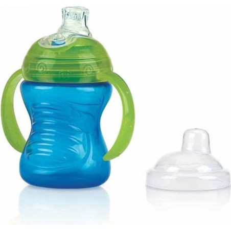 NUBY GOBELET EN PP ANTI-GOUTTE SWIRL AVEC ANSES BEC SILICONE +6MOIS 240ML