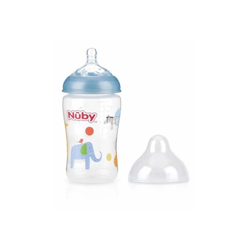 NUBY biberon en polycarbonate imprimé avec  tétine SoftFlex 360ml + 3 mois