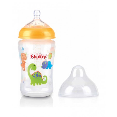 NUBY biberon en polycarbonate imprimé avec  tétine SoftFlex 360ml + 3 mois