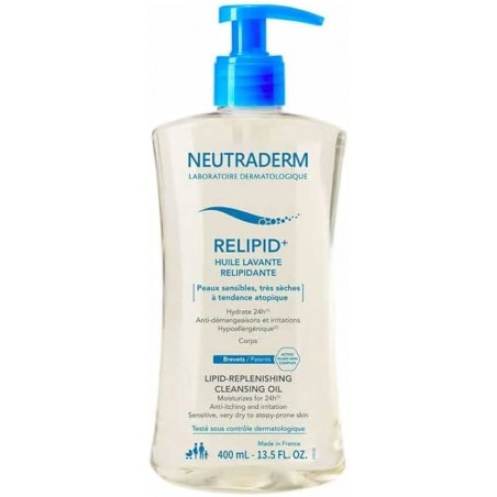 NEUTRADERM RELIPID+ HUILE LAVANTE RELIPIDANTE PEAUX SENSIBLES TRES SECHES A TENDANCE ATOPIQUE 400ML