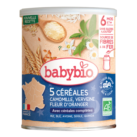 BABYBIO CEREALES VERVEINE CAMOMILLE FLEUR D'ORANGER 220G