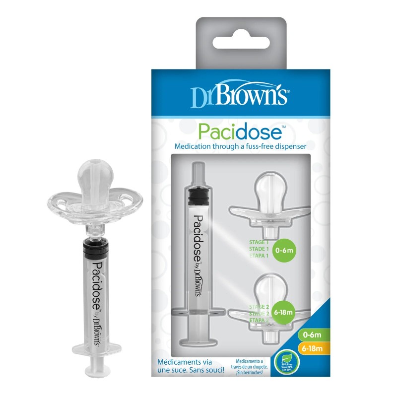 DR BROWNS PACIDOSE 2 SUCETTES DISTRIBUTEUR DE MEDICAMENTS 0-6M/6-18M