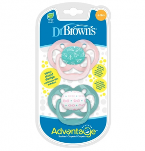 DR BROWNS sucettes Advantage Étape 2 Rose (6-18 mois) – 2 pièces