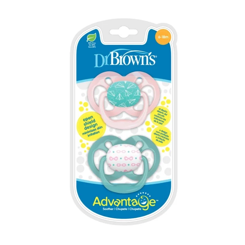 DR BROWNS sucettes Advantage Étape 2 Rose (6-18 mois) – 2 pièces