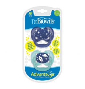 DR BROWNS Lot de 2 sucettes bleues Stage 1