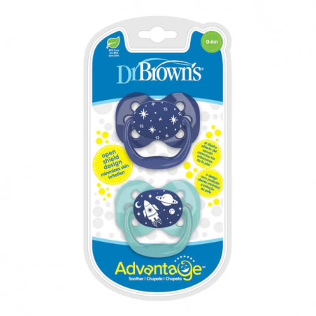 DR BROWNS Lot de 2 sucettes bleues Stage 1