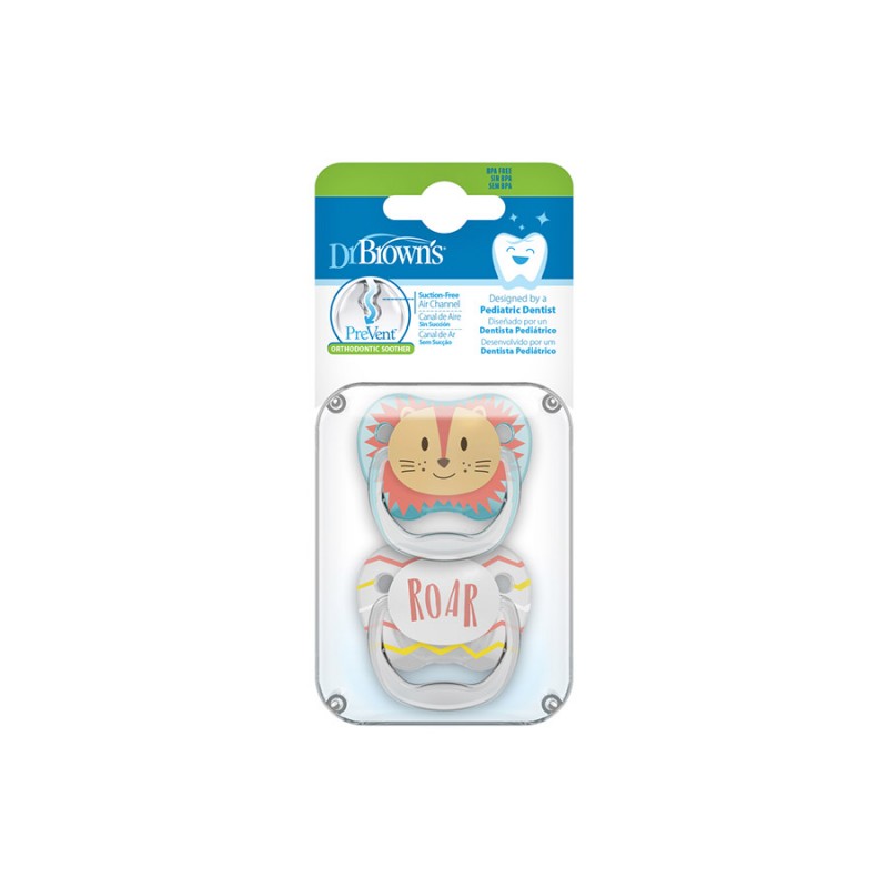 Dr browns Sucette 0-6m phase 1 têtes d’animaux, pack de 2