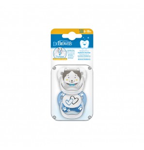 Dr browns Sucette 6-18m phase 2 têtes d’animaux, pack de 2