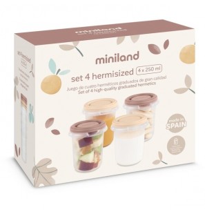 MINILAND Set de 4 pots de conservation valencia 250 ml