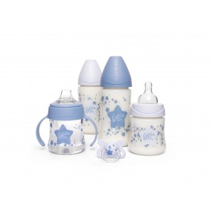 SUAVINEX Coffret 4 Biberons + Sucette Little Star Bleu Clair