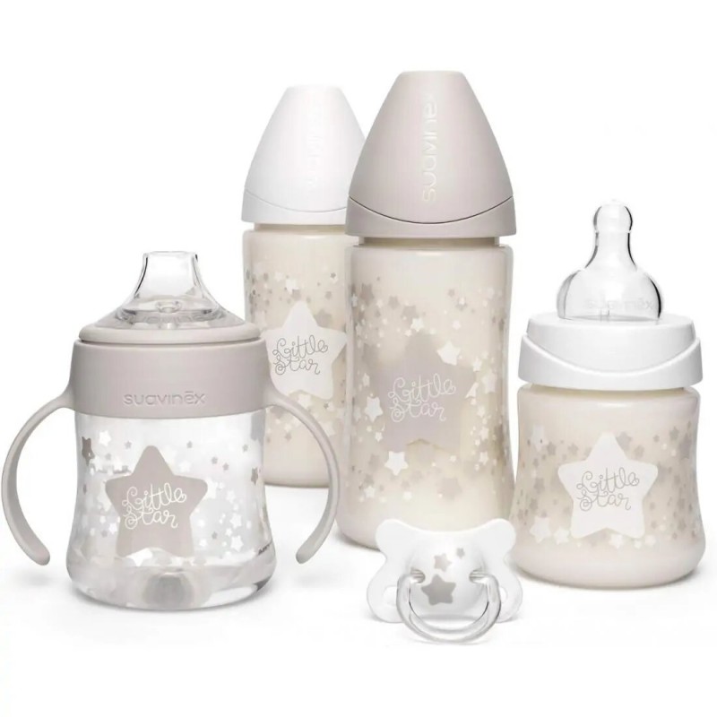 Suavinex Coffret 4 Biberons + Sucette Little Star Blanc