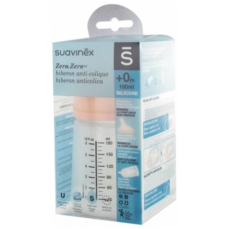 SUAVINEX Zero.Zero Biberon Anti-Colique Débit Lent 180 ml 0 Mois et +